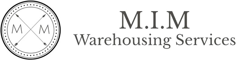 Logo of M.I.M Warehousing Services with a circular emblem featuring crossed tools and the letters M.I.M inside.
